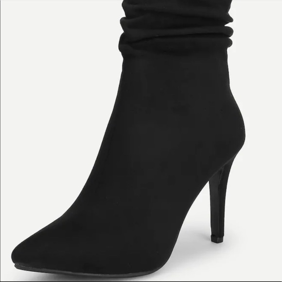 LAST 2🧣Vegan Suede Slouched Ankle Bootie Heels - Picture 3 of 6